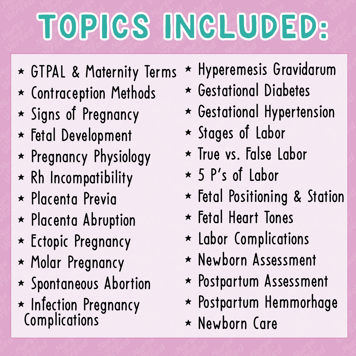 Ob Key Topics OB/ Maternity Bundle – Nurse Well Versed™
