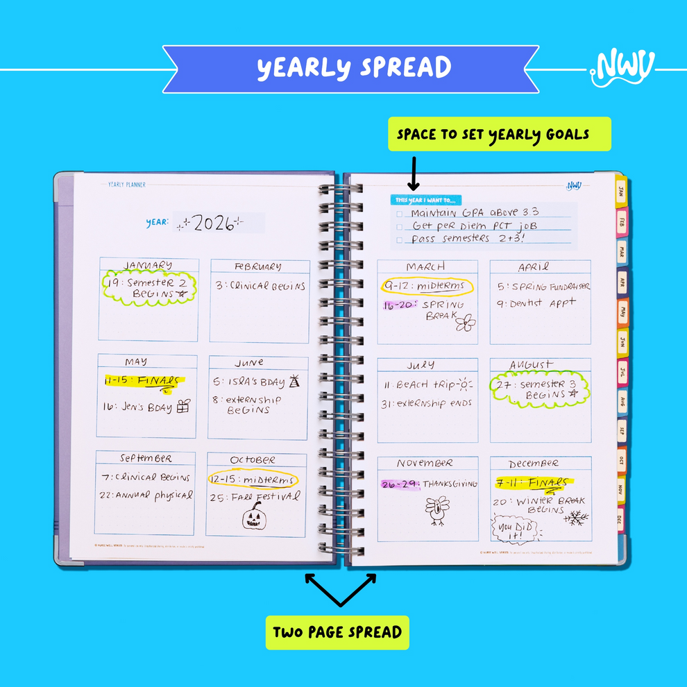 Nursing School Success Planner | Undated | 12 Month | Monthly + Weekly ...